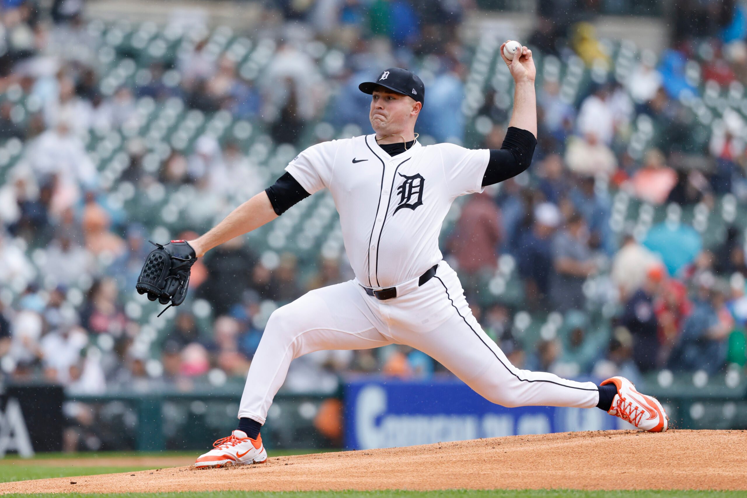 Jun 19, 2025; Detroit, Michigan, USA;  Detroit Tigers pitcher Tarik Skubal (29) pitches in the first inning against the Pittsburgh Pirates at Comerica Park. Mandatory Credit: Rick Osentoski-Imagn Images