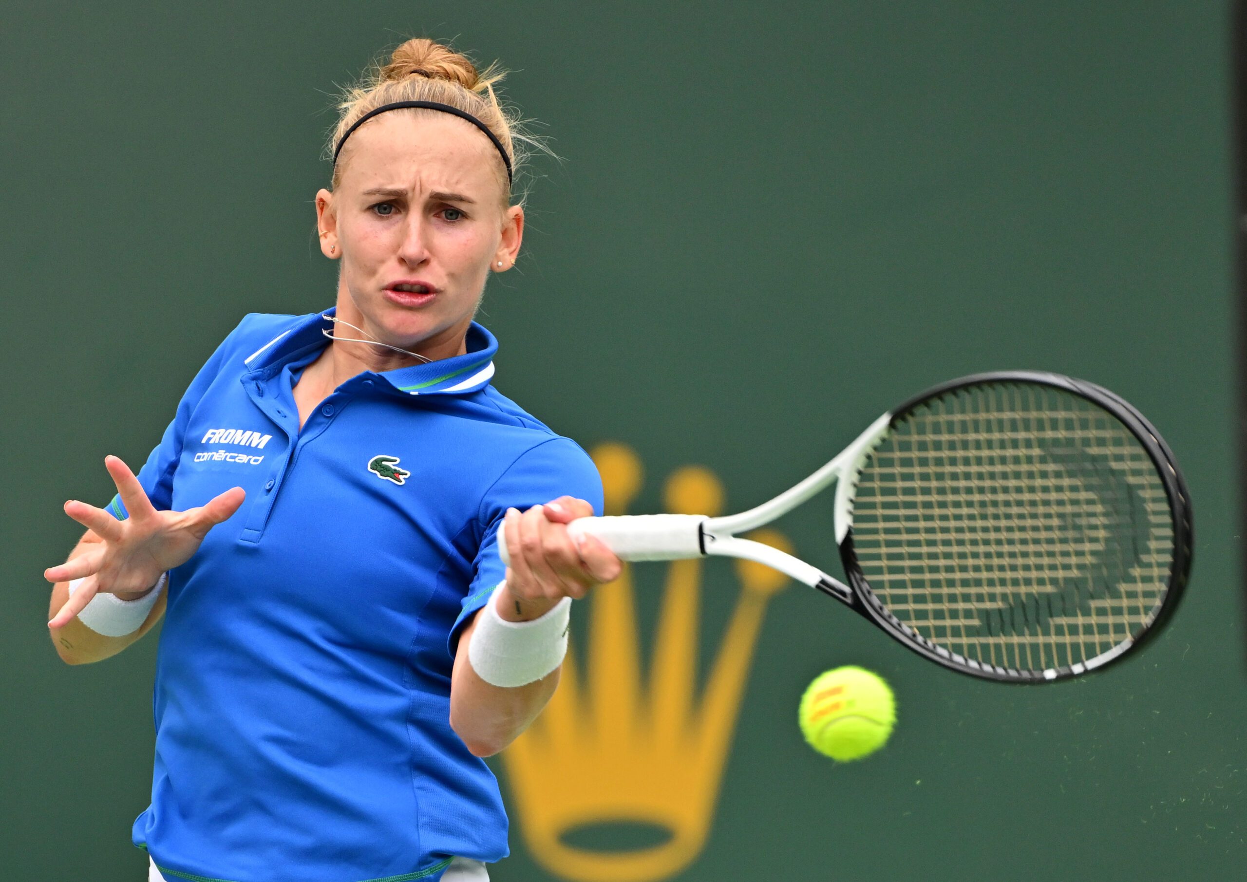 Mar 10, 2023; Indian Wells, CA, USA;  Jil Teichmann (SUI) during her second round match as she defeated Belinda Bencic (not pictured) during the BNP Paribas Open at the Indian Wells Tennis Garden. Mandatory Credit: Jayne Kamin-Oncea-Imagn Images