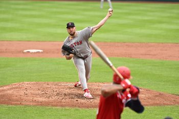 Jul 6, 2025; Washington, District of Columbia, USA; Boston Red Sox starting pitcher Garrett Crochet (35) throws a pitch against the Washington Nationals during the third inning at Nationals Park. Mandatory Credit: Rafael Suanes-Imagn Images