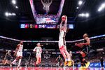 Indiana Fever guard Caitlin Clark (22) rebounds the ball Wednesday, July 9, 2025, during a game between the Indiana Fever and the Golden State Valkyries at Gainbridge Fieldhouse in Indianapolis. The Golden State Valkyries defeated the Indiana Fever, 80-61.