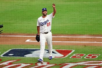 Jul 15, 2025; Cumberland, Georgia, USA; National League pitcher Clayton Kershaw (22) of the Los Angeles Dodgers leaves the game  during the first inning during the 2025 MLB All Star Game at Truist Park. Mandatory Credit: Jordan Godfree-Imagn Images