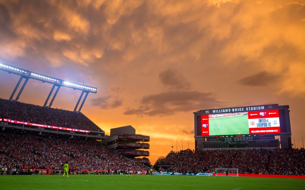 Aug 3, 2024; Columbia, South Carolina, USA;
The match between Liverpool and Manchester United at Williams-Brice Stadium. Mandatory Credit: Jeff Blake-Imagn Images