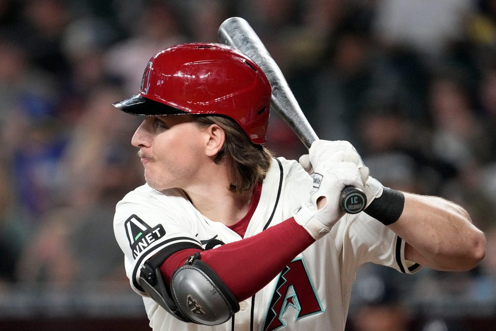 Arizona Diamondbacks Jake McCarthy (31) bats against the Minnesota Twins in the fourth inning at Chase Field in Phoenix on Thursday, June 27, 2024.