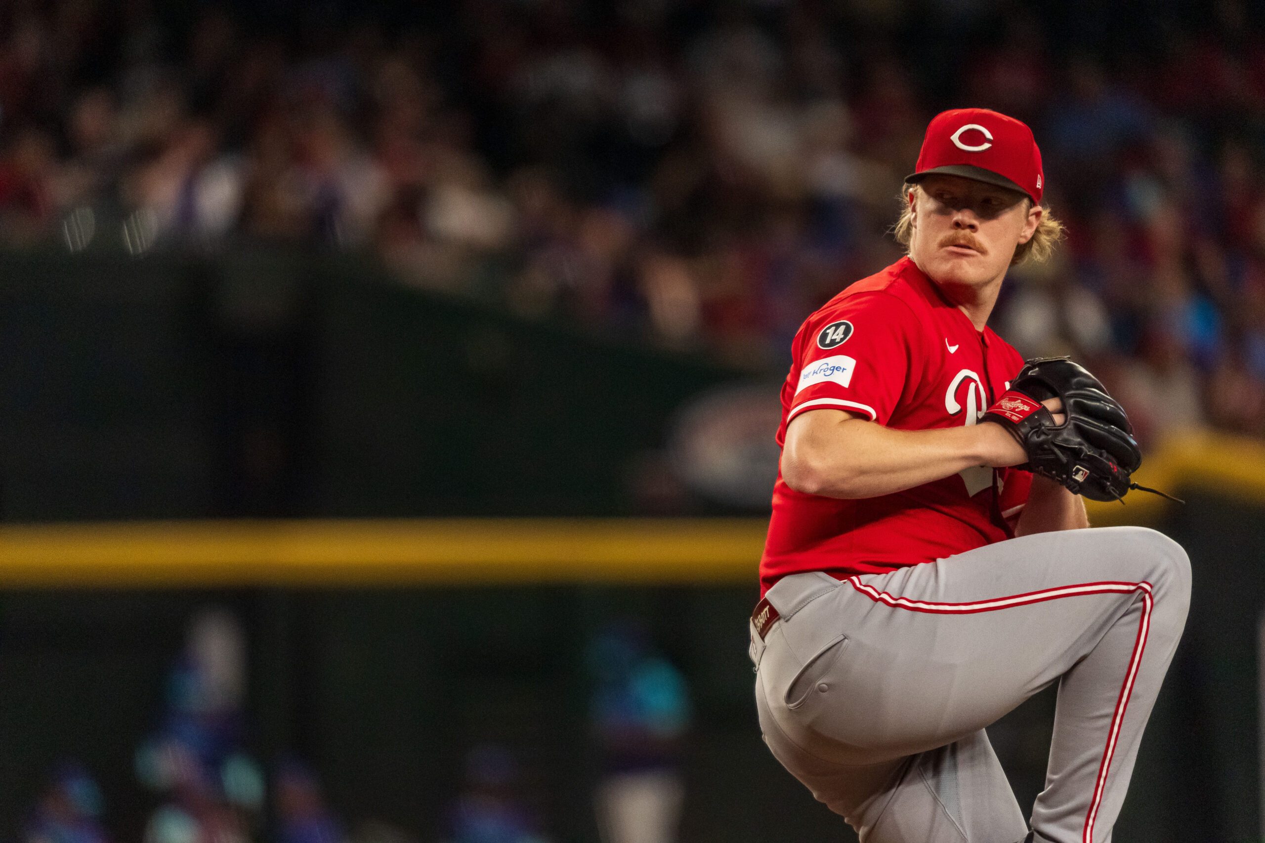 Aug 23, 2025; Phoenix, Arizona, USA; Cincinnati Reds starting pitcher Andrew Abbott (41) on the mound in the first inning against the Arizona Diamondbacks at Chase Field. Mandatory Credit: Allan Henry-Imagn Images
