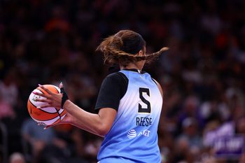 Aug 28, 2025; Phoenix, Arizona, USA; Detailed view of the jersey of Chicago Sky forward Angel Reese (5) against the Phoenix Mercury at Phx Arena. Mandatory Credit: Mark J. Rebilas-Imagn Images