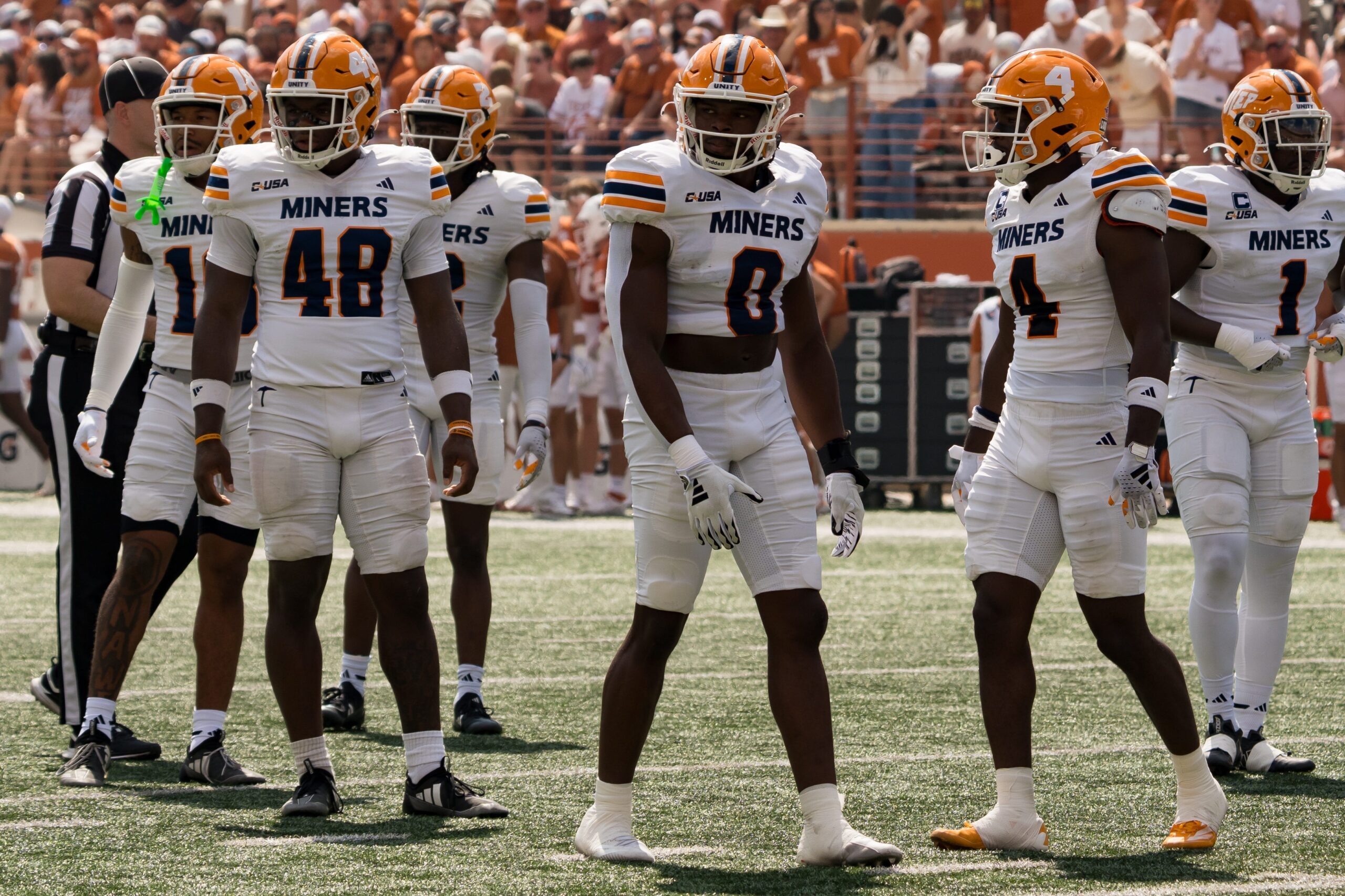 UTEP prepares for a football game against Texas at Darrell K Royal–Texas Memorial Stadium in Austin, Texas, on Saturday, Sept. 13, 2025.
