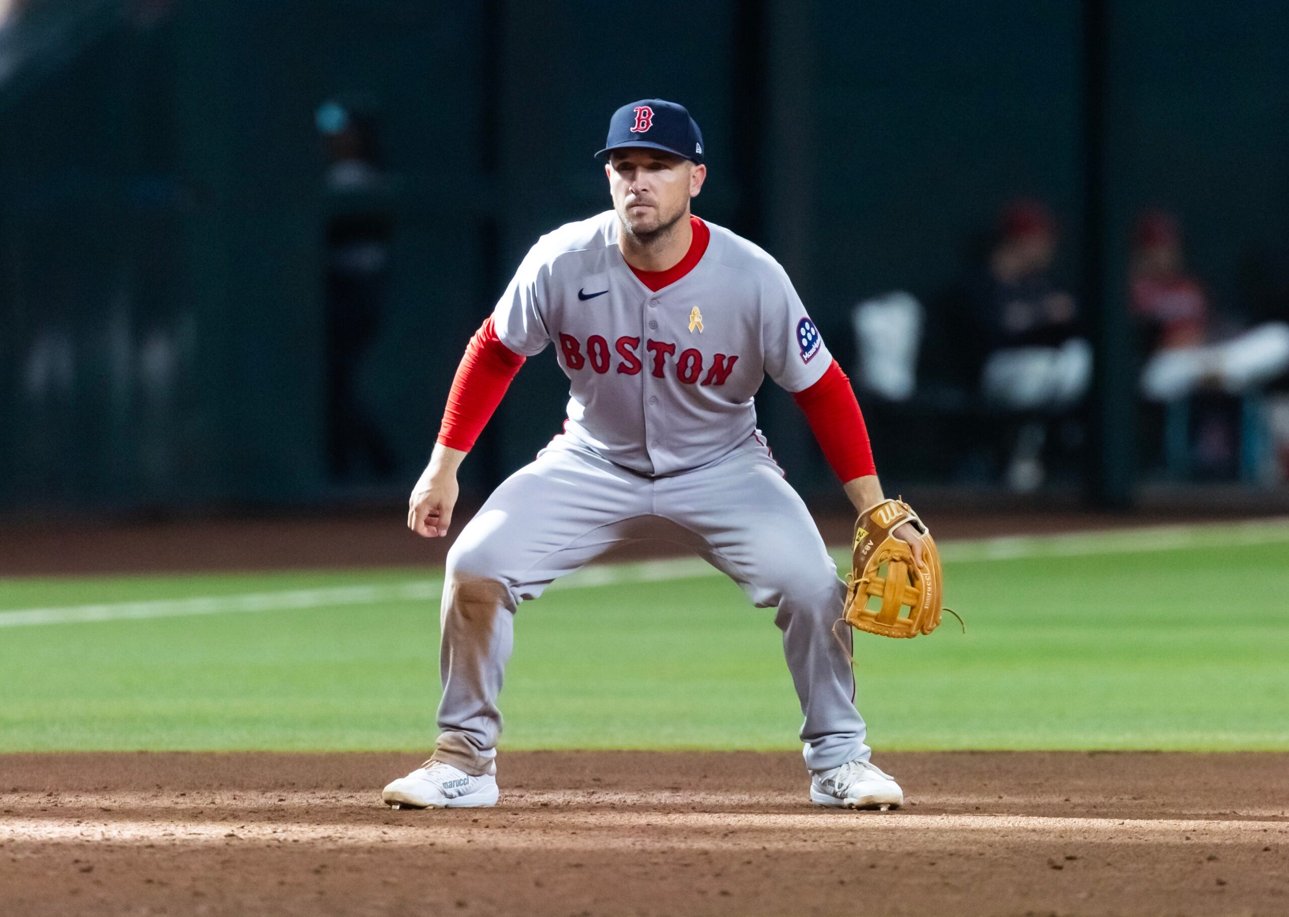 Sep 7, 2025; Phoenix, Arizona, USA; Boston Red Sox third baseman Alex Bregman against the Arizona Diamondbacks at Chase Field. Mandatory Credit: Mark J. Rebilas-Imagn Images