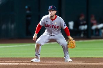 Sep 7, 2025; Phoenix, Arizona, USA; Boston Red Sox third baseman Alex Bregman against the Arizona Diamondbacks at Chase Field. Mandatory Credit: Mark J. Rebilas-Imagn Images
