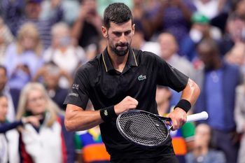 Sep 2, 2025; Flushing, NY, USA;  
Novak Djokovic (SRB) after defeating Taylor Fritz (USA) (not pictured) on day ten of the 2025 U.S. Open tennis tournament at the USTA Billie Jean King National Tennis Center. Mandatory Credit: Robert Deutsch-Imagn Images