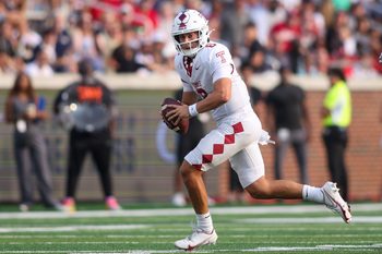 Sep 20, 2025; Atlanta, Georgia, USA; Temple Owls quarterback Evan Simon (6) scrambles against the Georgia Tech Yellow Jackets in the second quarter at Bobby Dodd Stadium at Hyundai Field. Mandatory Credit: Brett Davis-Imagn Images