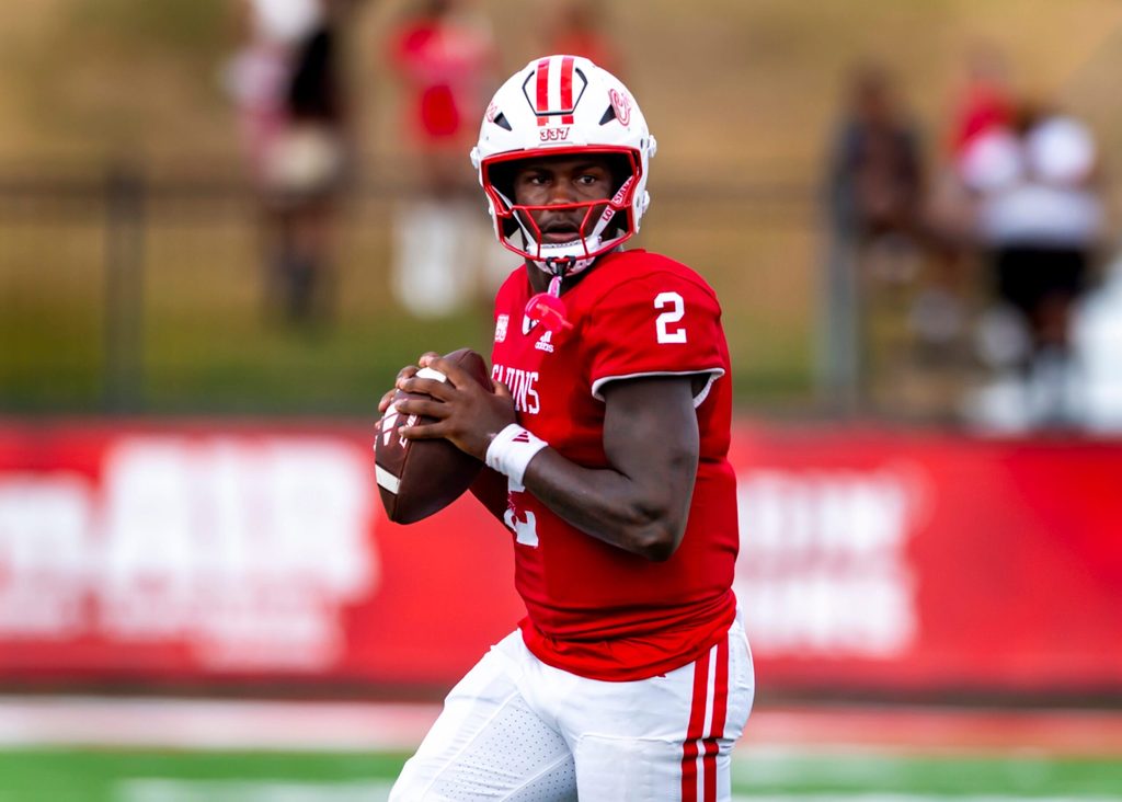 Cajuns quarterback Lunch Winfield 2, Louisianas Ragin Cajuns take on Southern Miss at Our Lady of Lourdes Stadium in Lafayette, LA. Saturday, Oct. 18, 2025.