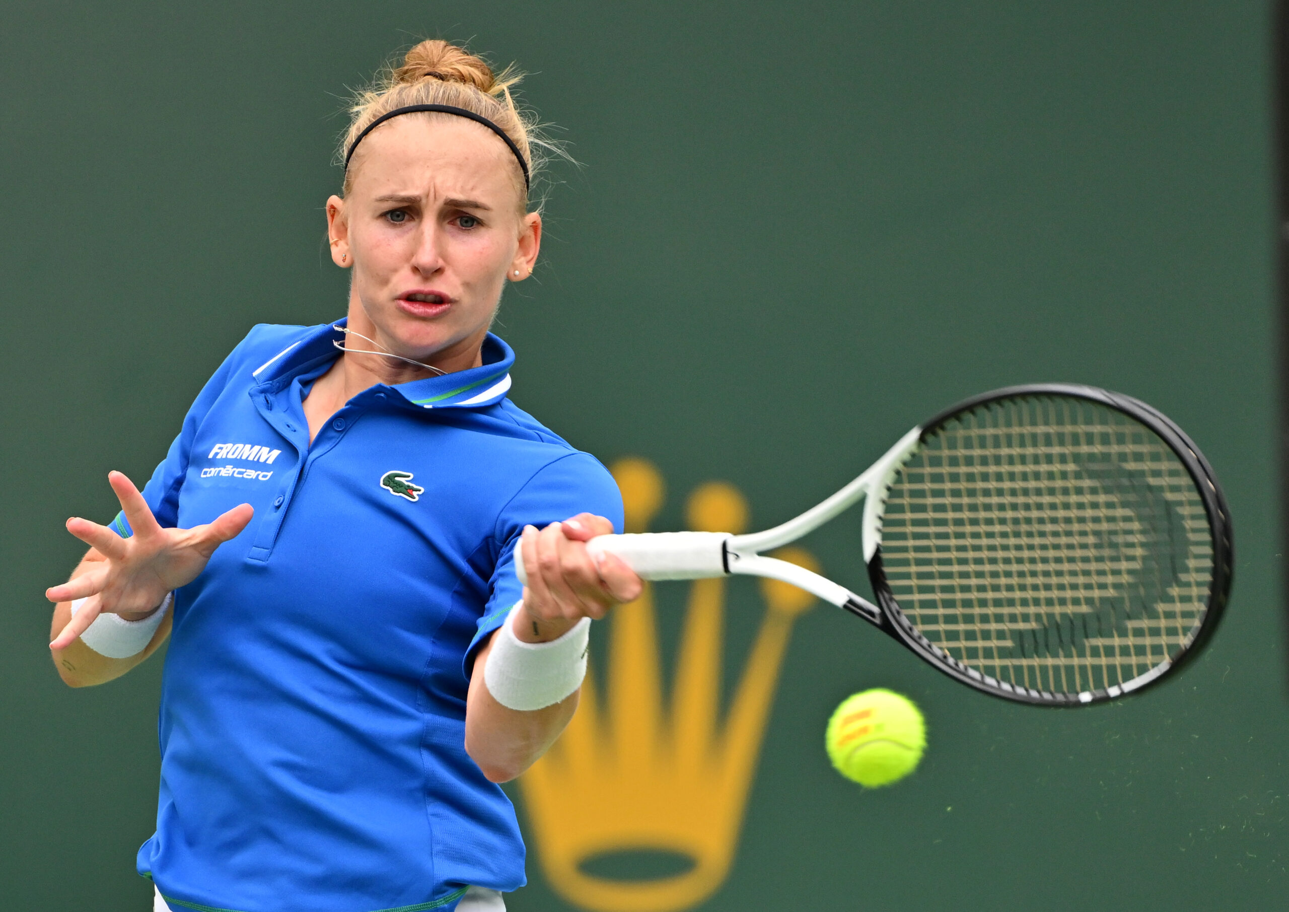 Mar 10, 2023; Indian Wells, CA, USA; Jil Teichmann (SUI) during her second round match as she defeated Belinda Bencic (not pictured) during the BNP Paribas Open at the Indian Wells Tennis Garden. Mandatory Credit: Jayne Kamin-Oncea-Imagn Images