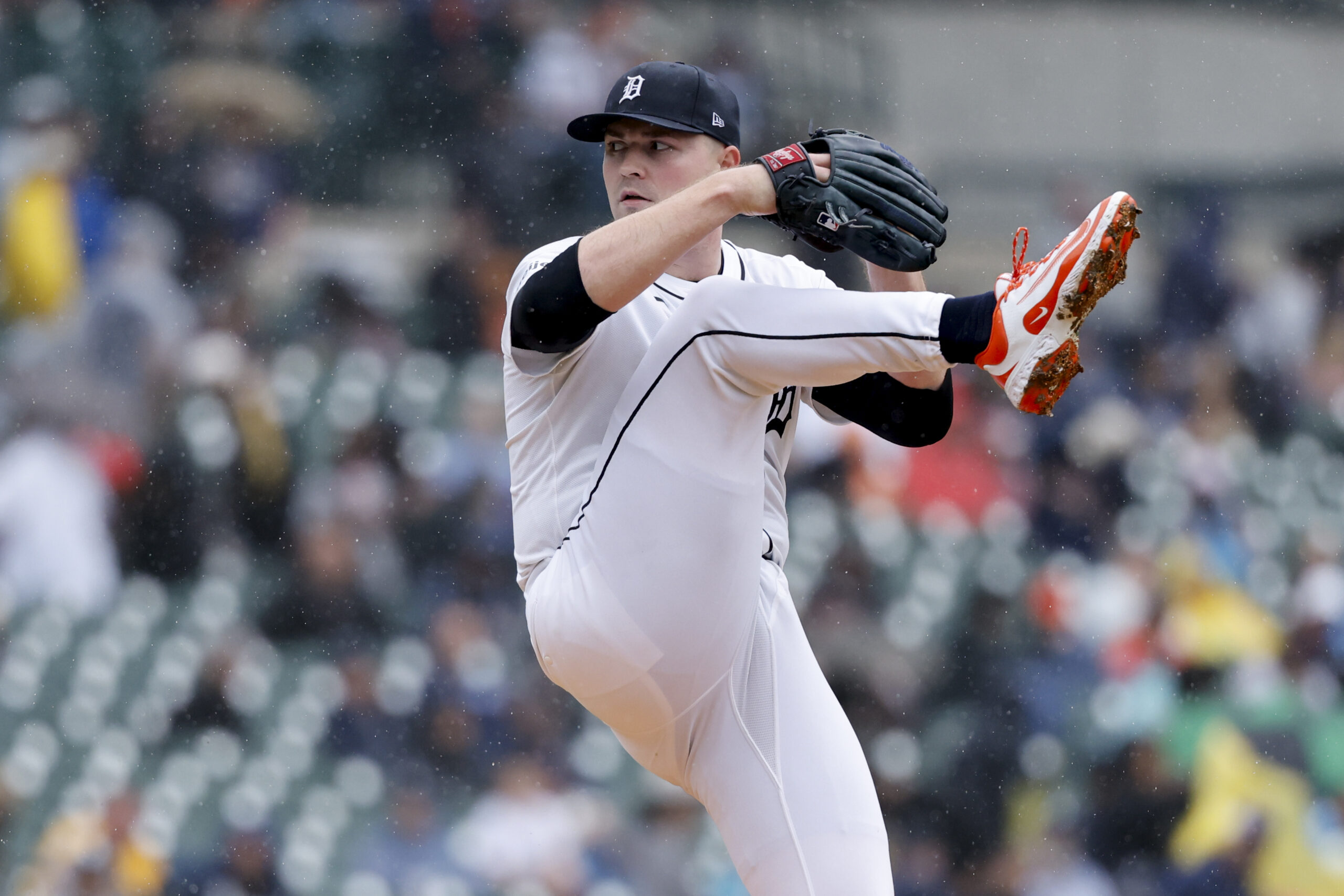 Jun 19, 2025; Detroit, Michigan, USA;  Detroit Tigers pitcher Tarik Skubal (29) pitches in the first inning against the Pittsburgh Pirates at Comerica Park. Mandatory Credit: Rick Osentoski-Imagn Images