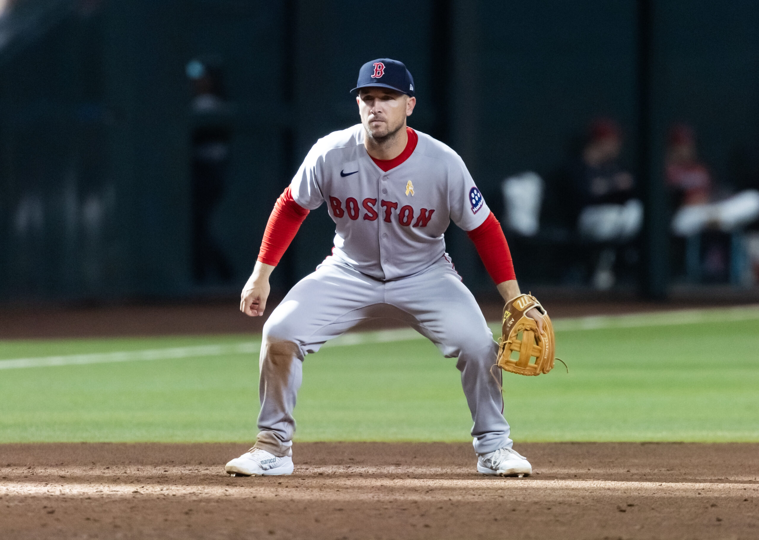 Sep 7, 2025; Phoenix, Arizona, USA; Boston Red Sox third baseman Alex Bregman against the Arizona Diamondbacks at Chase Field. Mandatory Credit: Mark J. Rebilas-Imagn Images