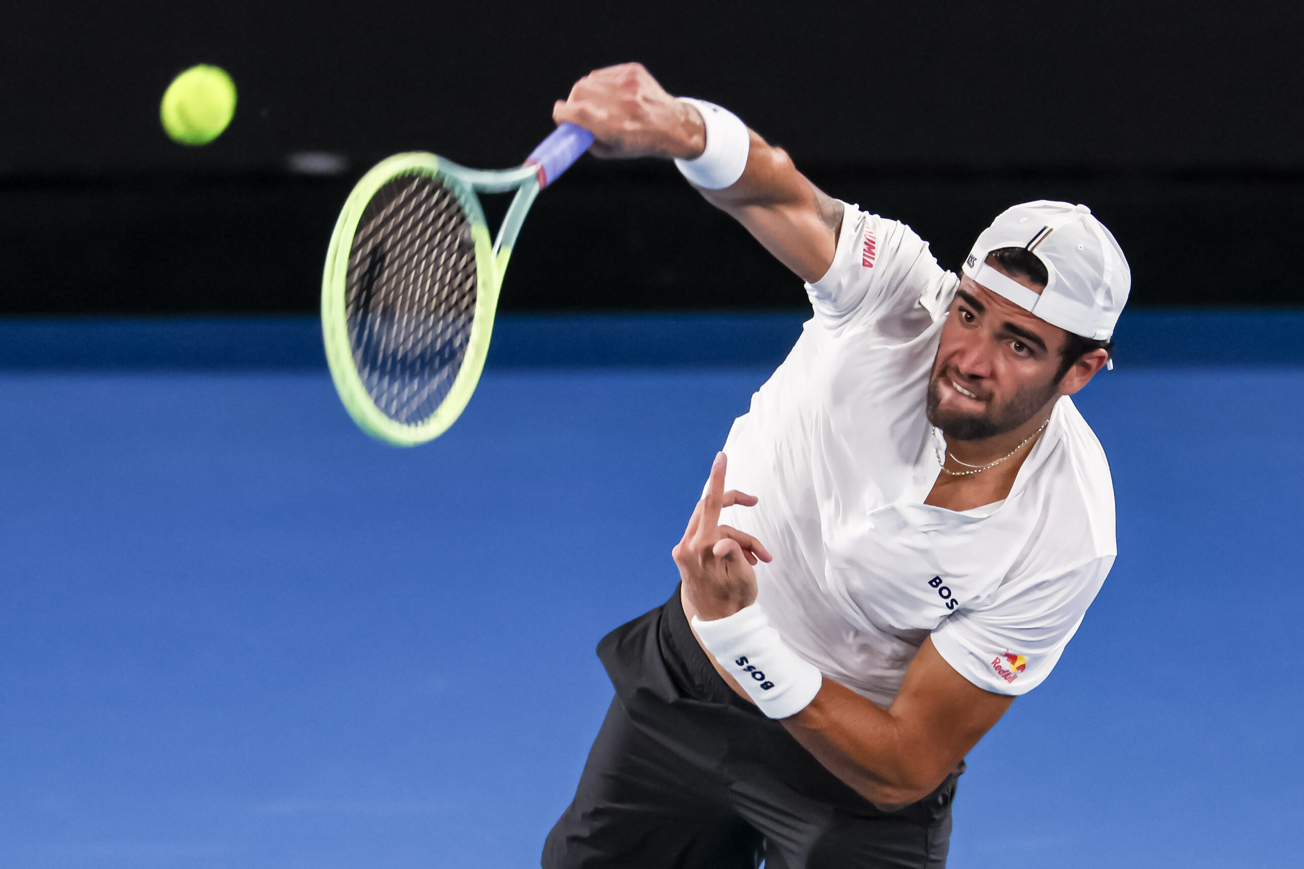 Jan 17, 2023; Melbourne, VICTORIA, Australia; Matteo Berrettini on day two during the 2023 Australian Open tennis tournament at Melbourne Park. Mandatory Credit: Mike Frey-Imagn Images